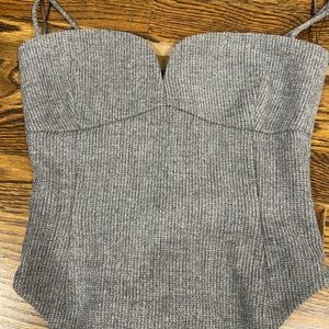 Magda Bytrum, wool, gray, bodysuit, spaghetti strap